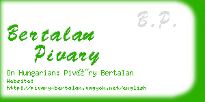 bertalan pivary business card